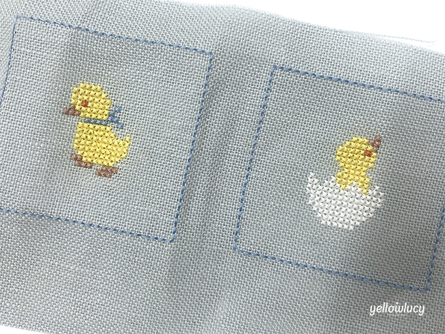 크로스 스티치 오리 가족 핀쿠션