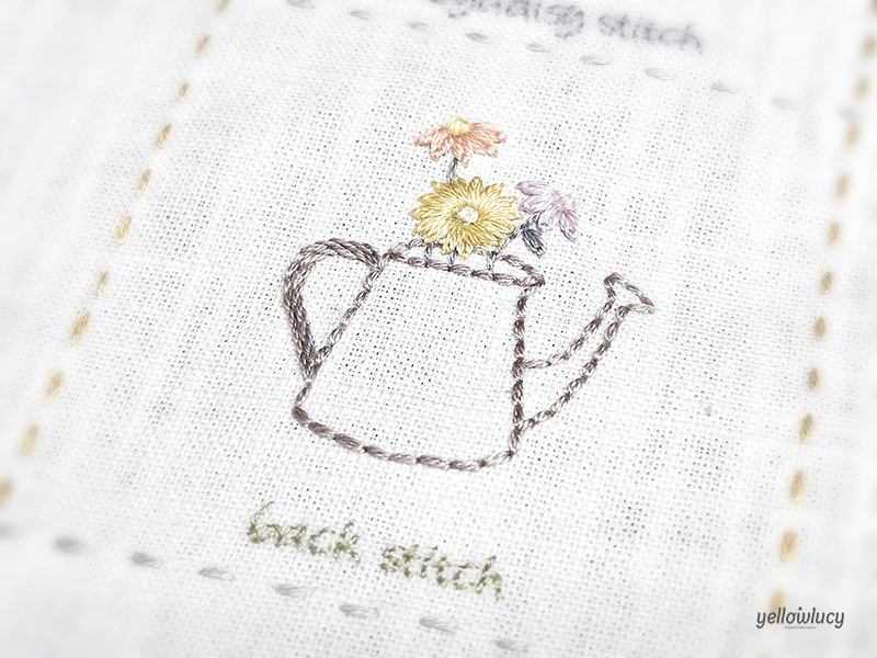 백 스티치 (Back Stitch) 물조리개 자수