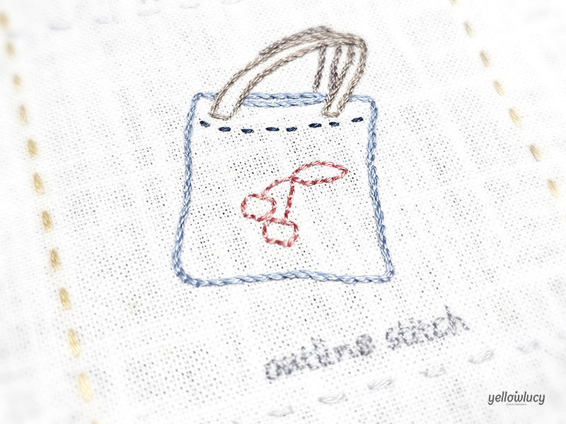 아웃라인 스티치 (Outline Stitch) 손가방 자수