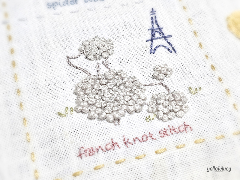 프렌치 넛 스티치 (French Knot Stitch) 푸들 자수