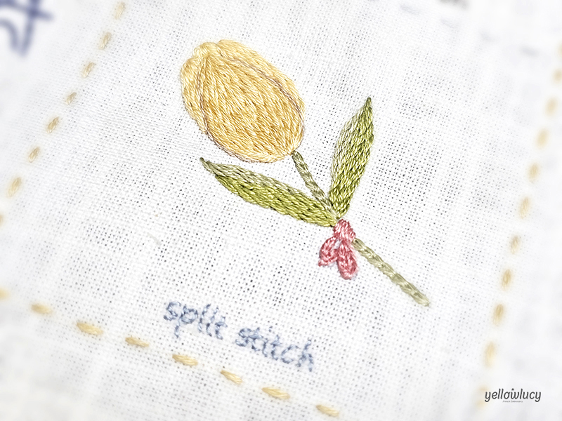 스플릿 스티치 (Split Stitch) 꽃 자수